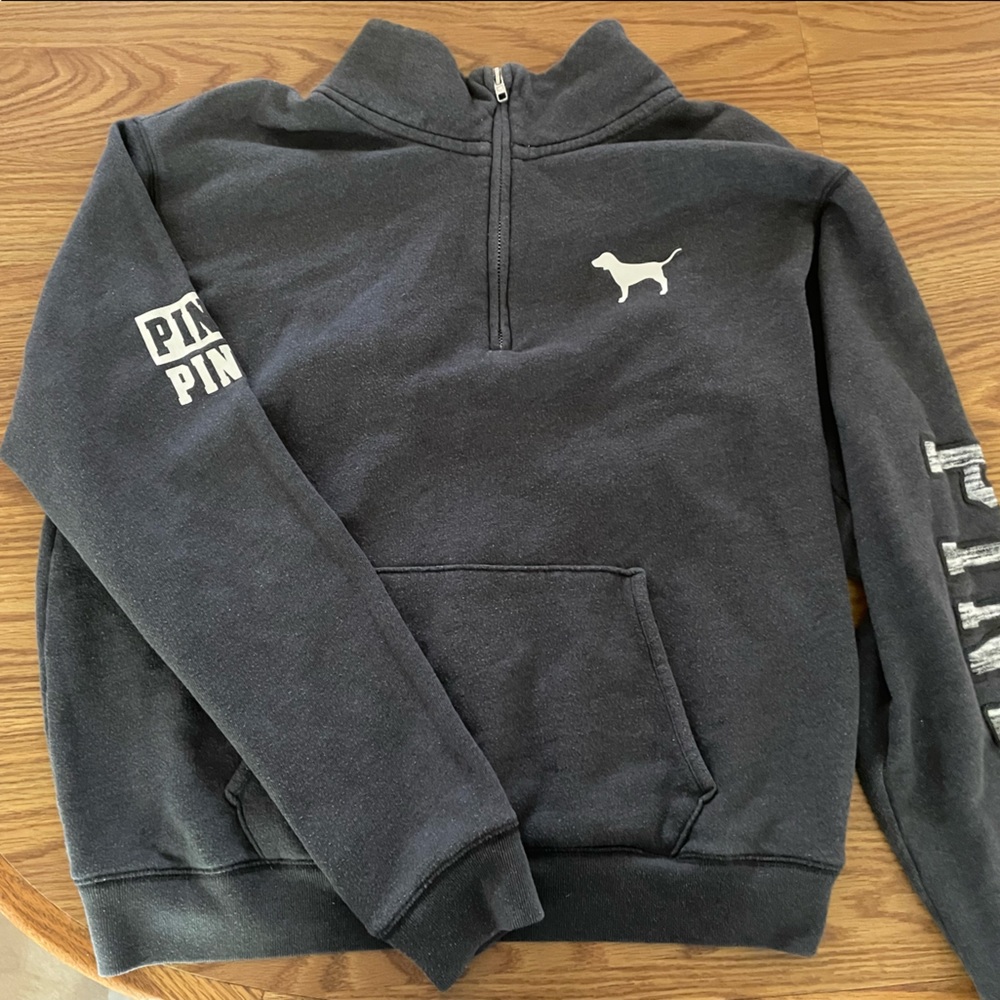 VS pink grey quarter zip